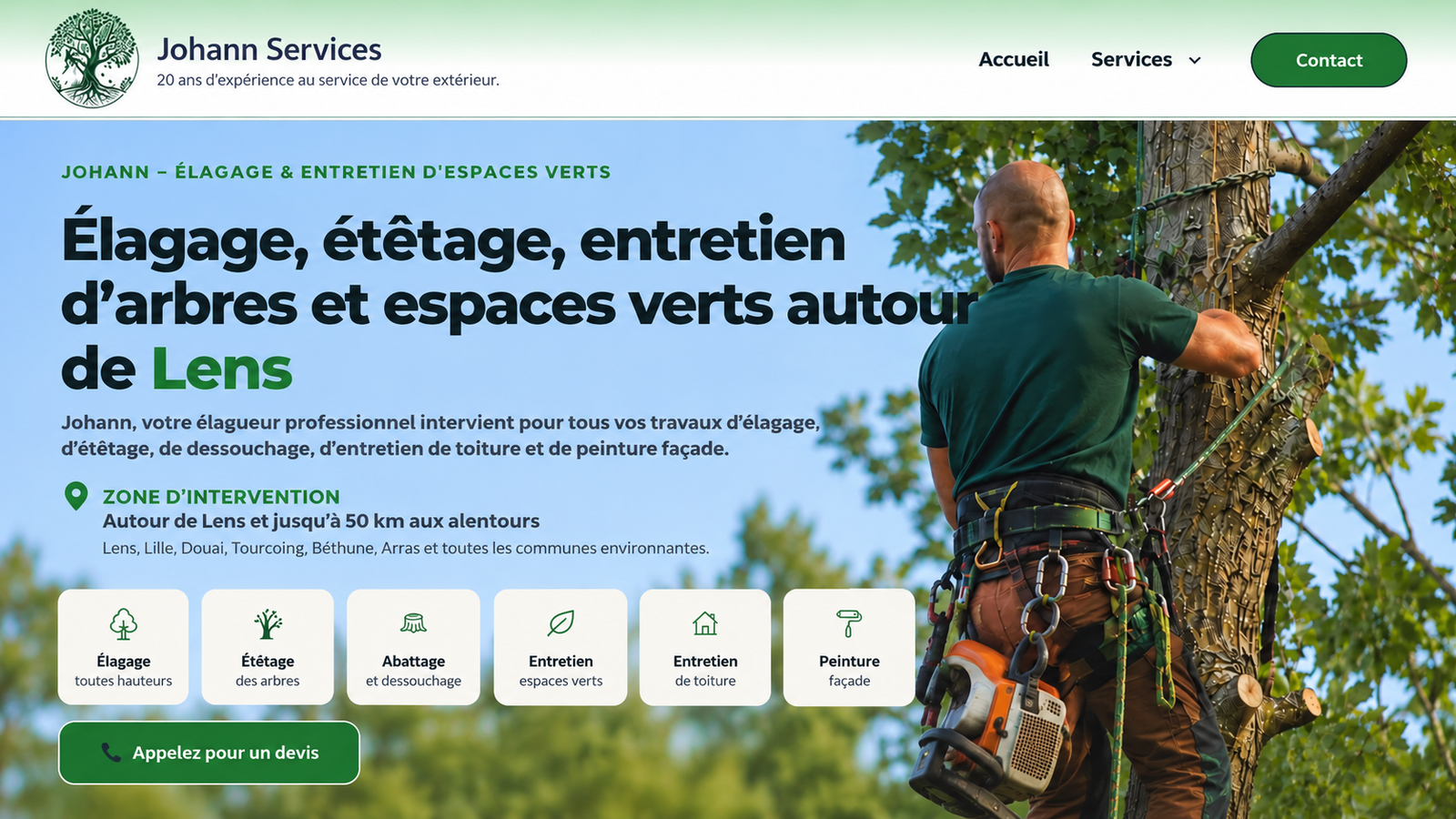 Capture d'écran du site de Johann Services